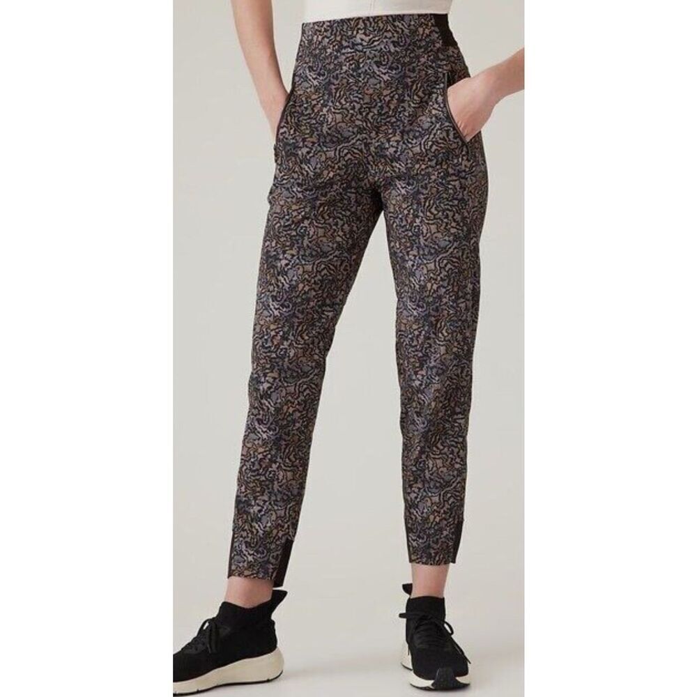 NWOT NEW Athleta TREKKIE NORTH KINETIC ABSTRACT PRINT JOGGERS PANTS sz 8